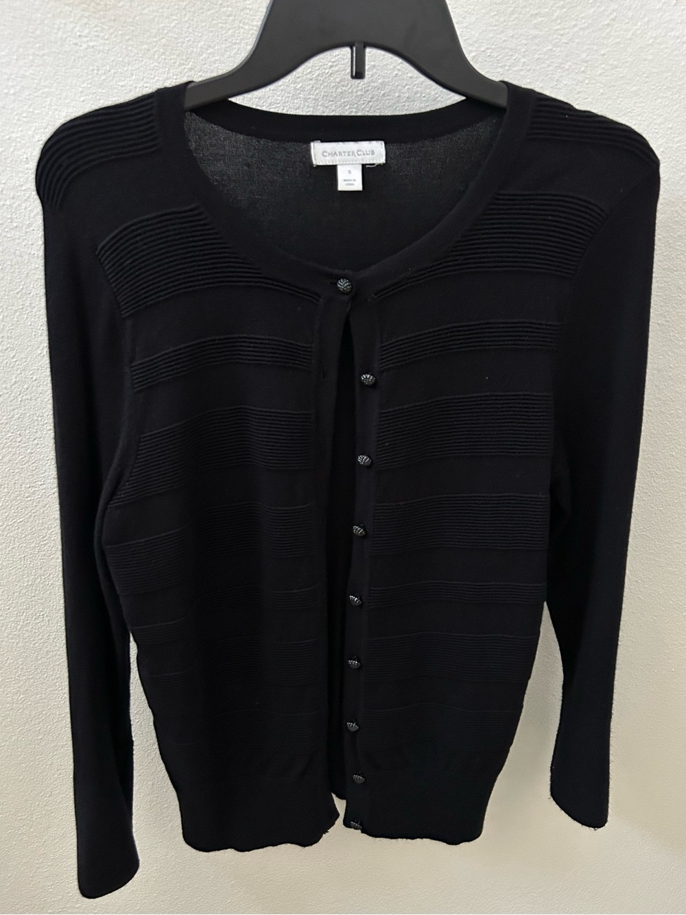 Charter Club Black Button-Front Women's Cardigan Sweater